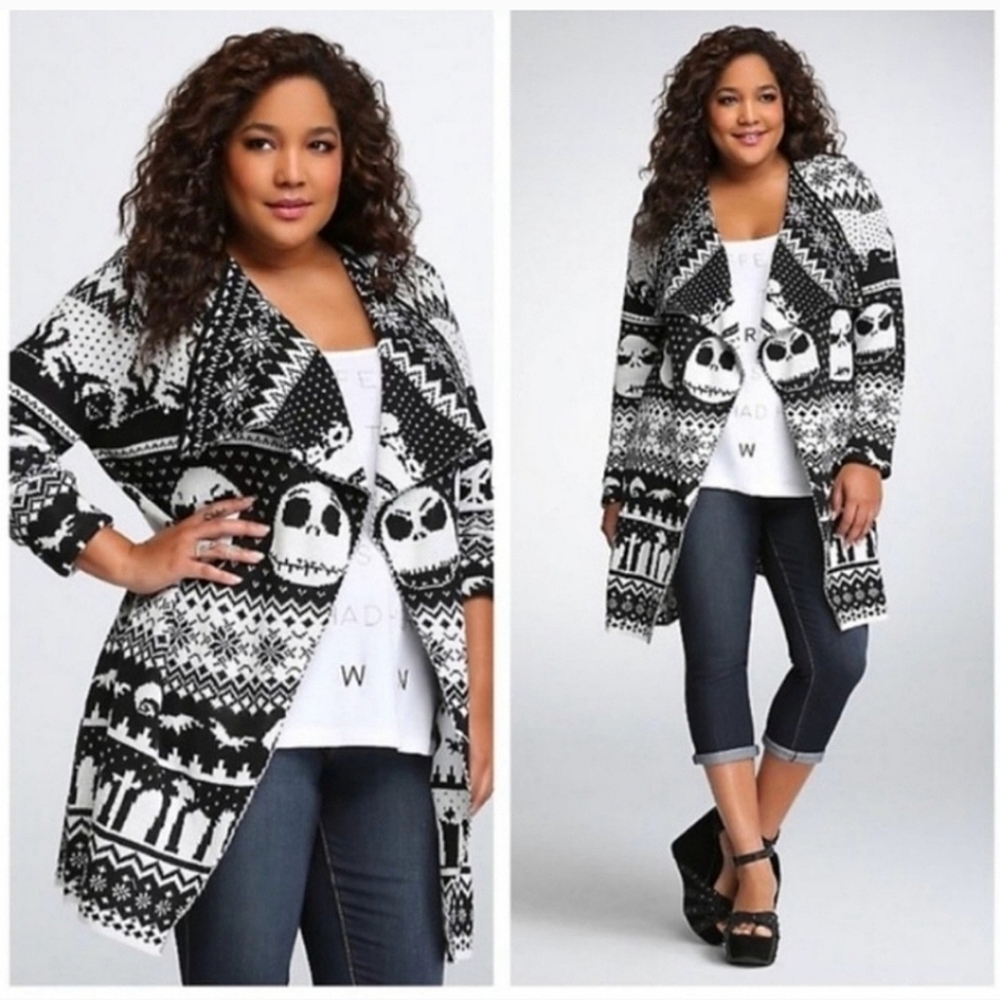 🎉HP🎉 Torrid Nightmare Before Christmas Open Front Cardigan 💀 sz 4 - Picture 2 of 4